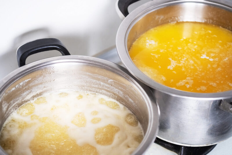 cooking ghee on the stove